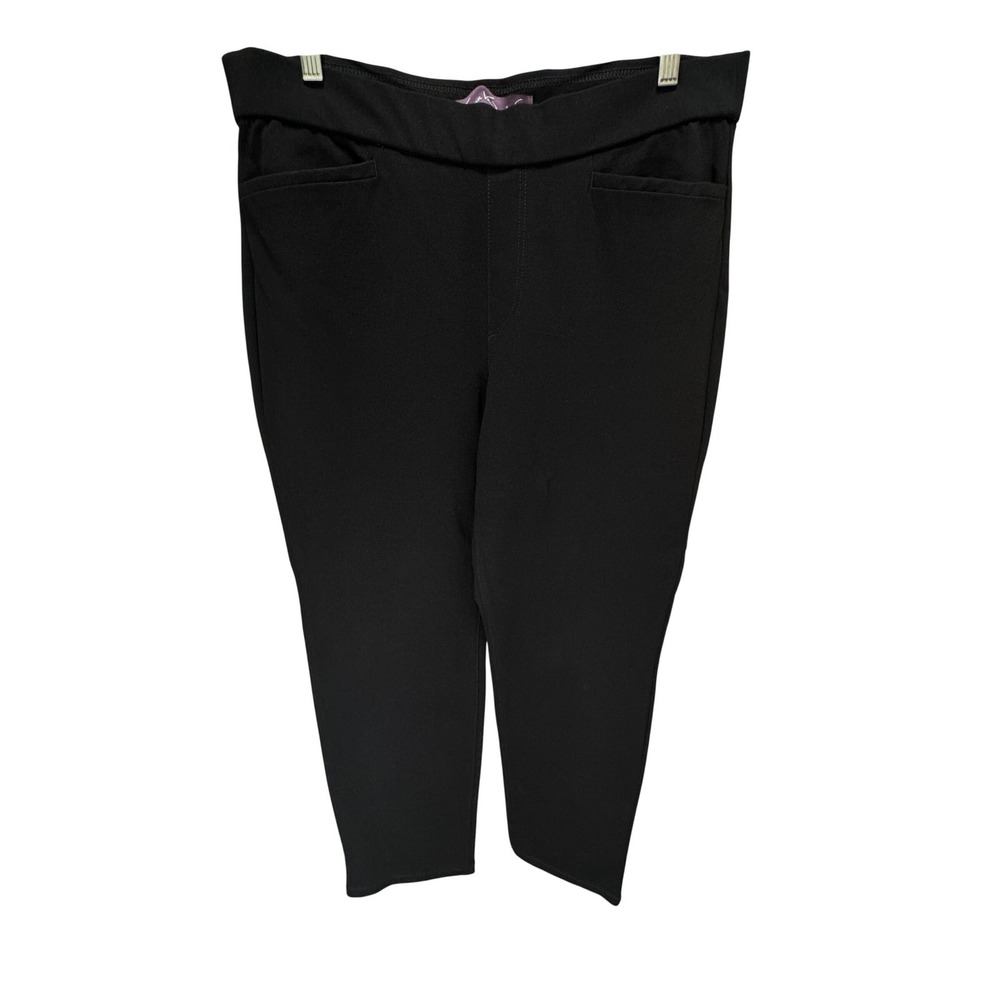 Gloria Vanderbilt Trousers Women 16‎ Black Pull On Stretch Straight Leg Uniform